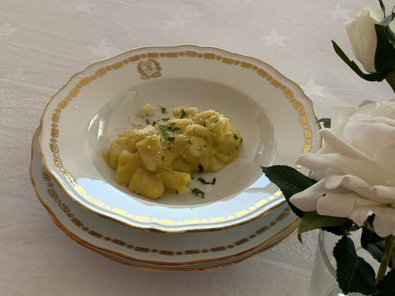 Pumpkin gnocchi with walnuts and parmesan [LEE JIAN]