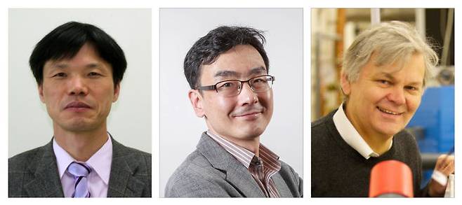 [울산=뉴시스] 사진 왼쪽부터 GIST 석희용 교수, UNIST 허민섭 교수, 스트라스클라이드 야로스진스키 교수. *재판매 및 DB 금지