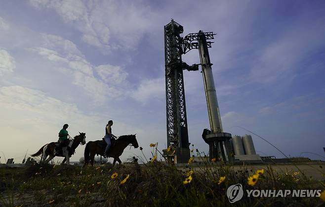 스페이스X, 스타십 시험비행 발사 준비 [AP 연합뉴스 자료사진. 재판매 및 DB 금지]