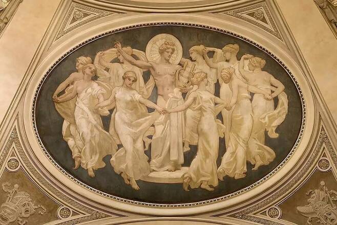 아폴로와 뮤즈(Apollo and the Muses). John Singer Sargent, 1921년. [보스턴 미술관]