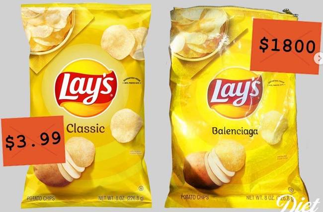 레이즈 감자 칩과 발렌시아가 클러치 백 비교. 다이어트 프라다 인스타그램 캡처