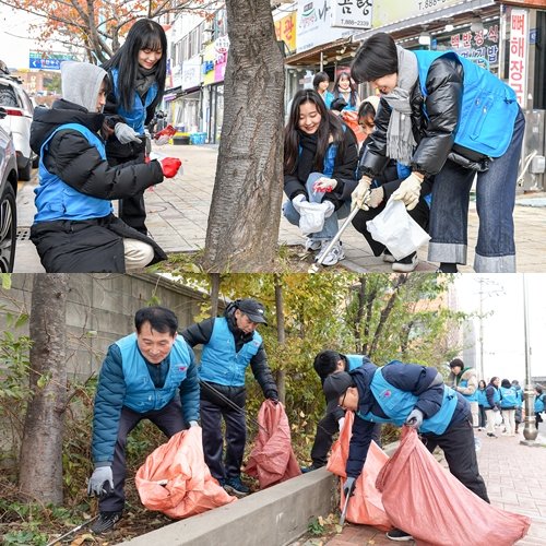 인천 연안부두와 어시장, 주변 거리 등을 돌아보며 각종 쓰레기를 수거하고 있는 위러브유 회원들. 사진제공 ｜ 국제위러브유운동본부