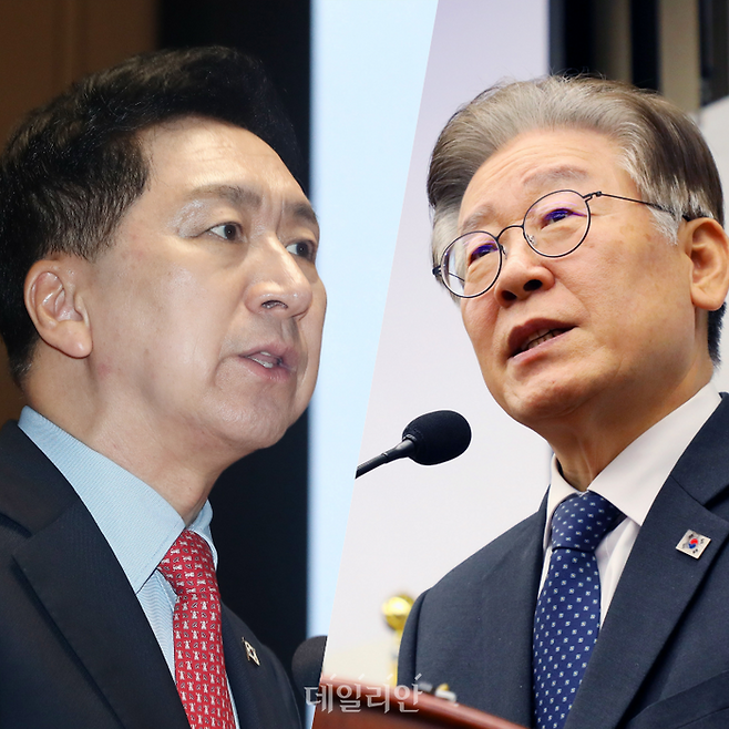 (왼쪽부터) 김기현 국민의힘 대표, 이재명 더불어민주당 대표 ⓒ데일리안 홍금표 기자