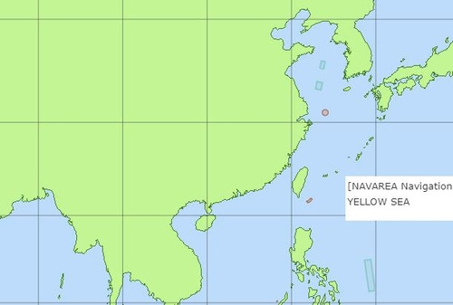 북한이 통보한 낙하 예상지점 3곳 (서울=연합뉴스) 북한은 전세계항행경보제도(WWNWS) 조정국인 일본에 오는 22일부터 내달 1일 사이 인공위성을 발사하겠다고 21일 통보했다. 지도에서 푸른색으로 표시된 사각형 3곳이 북한이 밝힌 낙하 예상구역이며 위쪽부터 차례로 A, B, C 지점이다. [일본 해상보안청 제공]