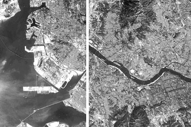 북한이 위성시험품 탑재체에서 촬영했다며 2022년 12월 19일 공개한 인천과 서울 사진. 군사용으로 사용하기에는 매우 부족한 수준의 해상도다. 조선중앙통신 연합뉴스
