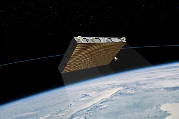 A rendering of the small SAR satellite [Courtesy of Hanwha Systems]