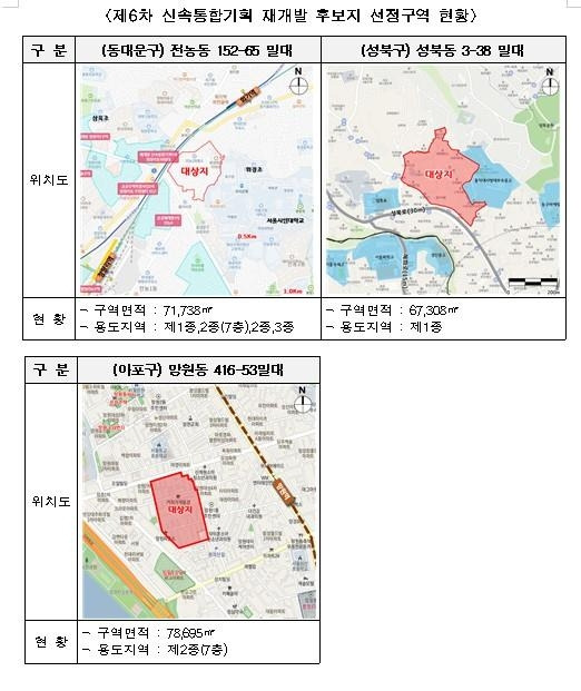 제6차 신속통합기획 재개발 후보지 선정구역 [서울시 제공. 재판매 및 DB 금지]