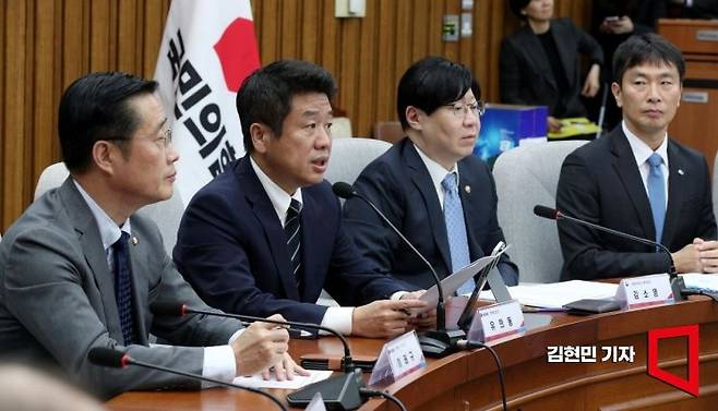 유의동 국민의힘 정책위의장이 16일 국회에서 열린 투자자 신뢰 회복을 위한 공매도 제도개선방향 민당정협의회에서 발언하고 있다. 사진=김현민 기자 kimhyun81@