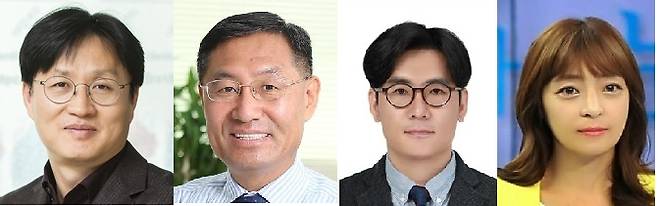 '기자가 뽑은 올해 과학자상'과 '대한민국과학기자상' 수상자. 왼쪽부터 김하일 KAIST 교수, 선양국 한양대 교수, 한상욱 과학기술연구원(KIST) 양자정보연구단장. 정혜윤 YTN 기자. 한국과학기자협회 제공