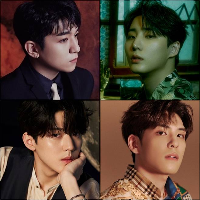 사진=왼쪽 위부터 시계 방향, 성진 영케이 원필 도운/JYP엔터테인먼트 제공