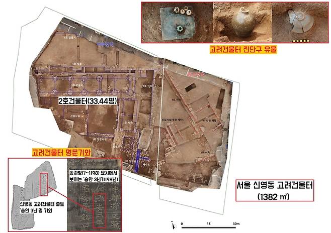 지난 3월 서울 신영동(구기동( 도시형 생활주택 부지에서 확인된 고려시대 건물터(1382㎡). 확인된 건물지 가운데는 잔존 면적(길이 20.1×너비 5.5m)만 33.44평에 이르는 것도 있다.|수도문물연구원 제공