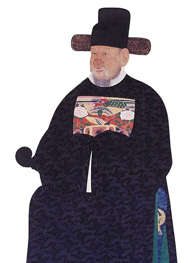 조선 선조 시대 공신 홍진의 초상화. 딸기코가 가감 없이 그려져 있다. /경기도 유형문화재