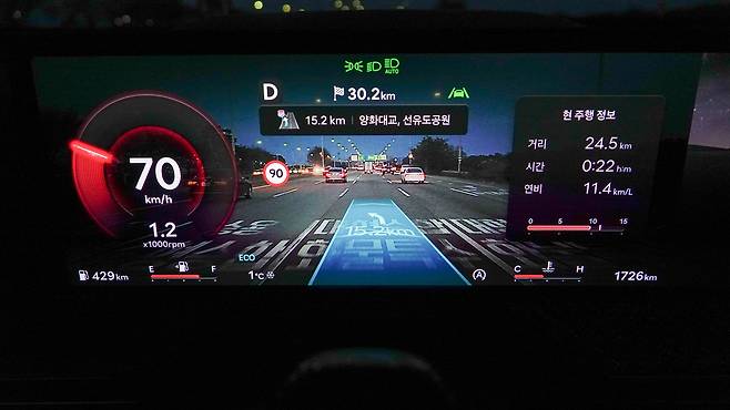 증강현실을 적용한 네비게이션을 계기판에 띄울 수 있다. ⓒautodiary