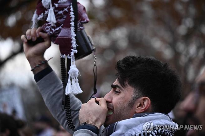 2일 미 백악관 앞에서 열린 팔레스타인 지지 시위 [AFP 연합뉴스 자료사진 재판매 및 DB 금지]