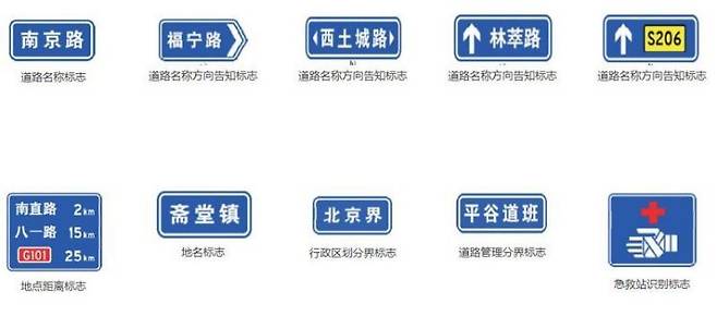 베이징시 교통부 홈페이지에 게시된 교통 표지판 [사진출처=베이징시 교통부 홈페이지 캡처]