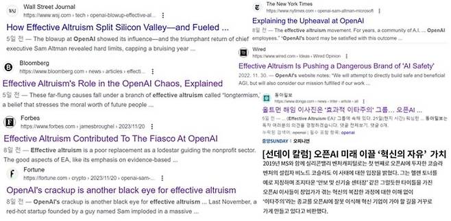 효과적 이타주의(Effective Altruism·EA)를 부정적으로 보도하고 있는 국내외 언론