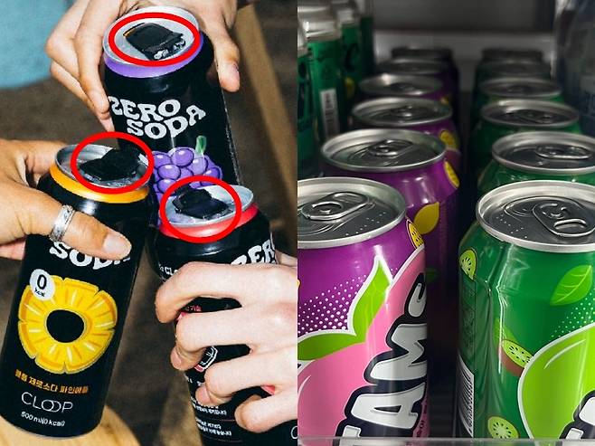 밀어서 열고 닫을 수 있는 캔 뚜껑(왼쪽)이 적용된 음료 클룹 [이그니스 제공]