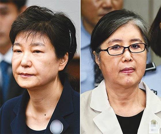 박근혜 전 대통령, 최서원씨. 중앙포토