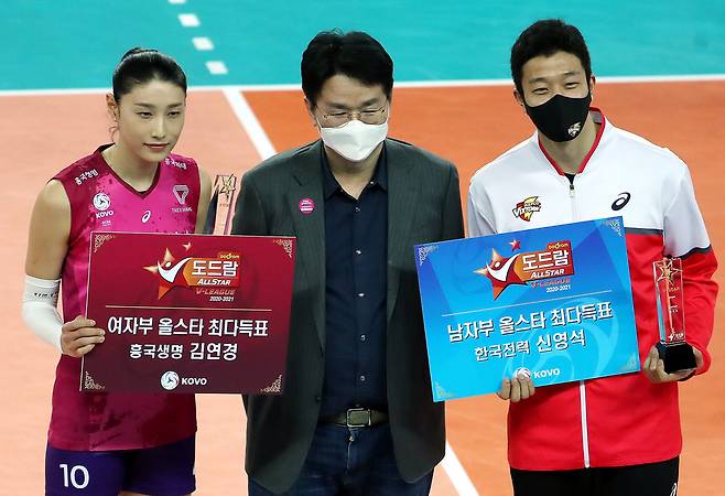 20-21시즌 V-리그 올스타 최다 득표자로 선정된 흥국생명 김연경-한국전력 신영석, KOVO