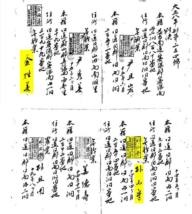 독립운동에 참여한 밀양공립보통학교 박소수·김성선 학생의 판결문. 경남도청 제공