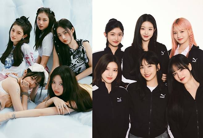 뉴진스(왼쪽), 아이브. 각 소속사 갈무리