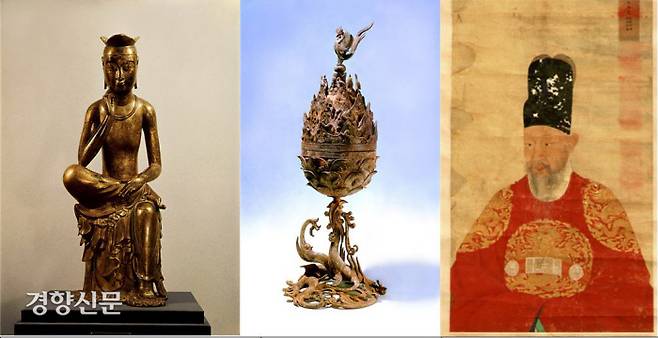 한국을 대표하는 국보급 유물. 반가사유상(옛 국보 83호)와 금동대향로, 그리고 임금의 초상화인 영조 어진 등은 어떤 해외전시에도 출품하기 어려운 문화유산으로 정리되고 있다.