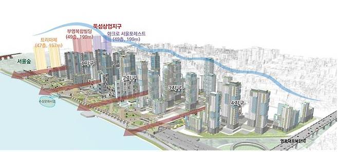 서울시는 지난 6월 '성수전략정비구역'의 재개발 정비계획 변경(안)을 발표했다. 최고 50층 이하(평균 30층 이하)로 규제했던 층수를 제한하지 않고 리듬감 있는 물결형태의 스카이라인을 형성할 계획이다. /자료=서울시