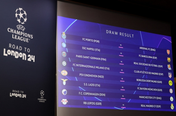 2023~24시즌 UCL 대진 추첨 결과. 로이터 연합뉴스