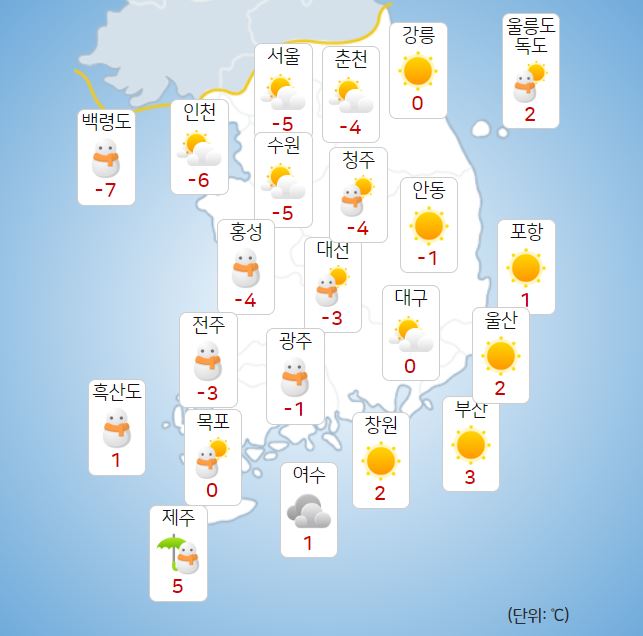 ⓒ기상청: 오늘(20일) 전국날씨