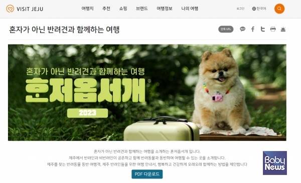 비짓제주 홈페이지에서 서비스되고 있는 '혼저옵서개'. ⓒ비짓제주갈무리