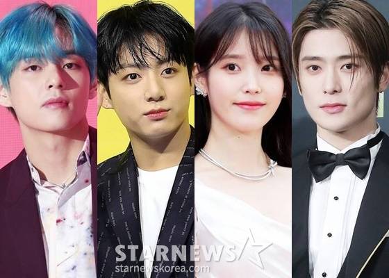 (왼쪽부터) 방탄소년단 뷔, 정국, 가수 아이유, NCT 재현 /사진=스타뉴스