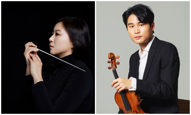 내년 1월 5일 열리는 2024 서울시향 신년음악회의 지휘를 맡은 성시연(왼쪽)과 협연하는 바이올리니스트 양인모.      (c)서울시향-Yongbin Park