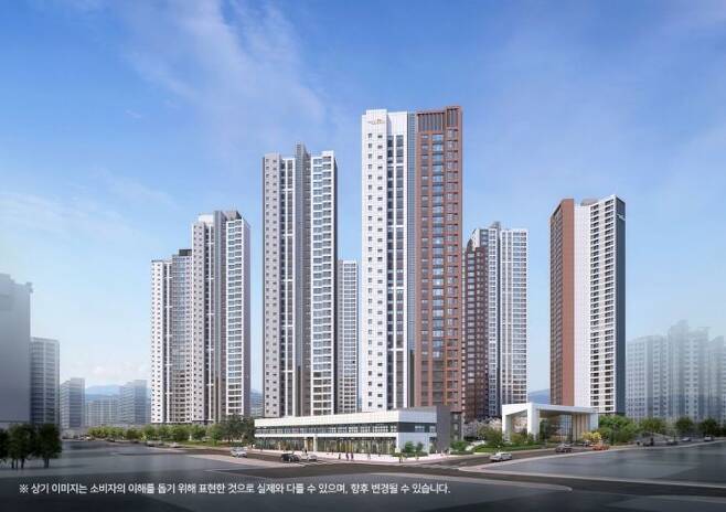 인천 '두산위브더제니스 센트럴 계양' 아파트 투시도.[사진제공=두산건설]