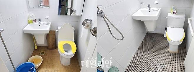 서울시 장애인 주거편의지원 사업으로 진행한 화장실 개선 전(왼쪽)과 후의 모습. ⓒ복권기금