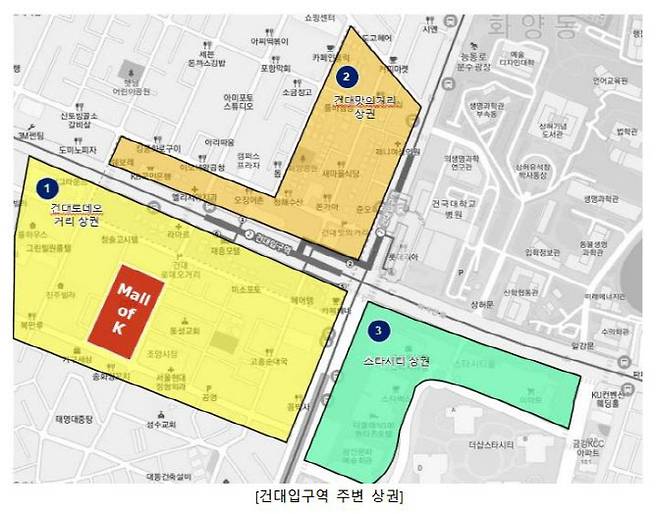 건대입구역 주변 상권 (자료=이지스리테일부동산투자신탁194호 투자설명서 일부캡처)