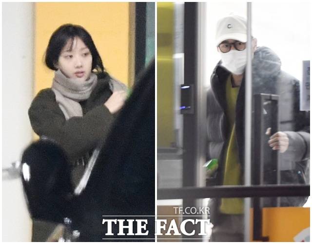 파리생제르맹 이강인이 싱가포르전 대승 이후 경기도 구리의 이나은 자택에서 만남을 가졌다. 자택을 나와 외출을 하고 있는 이나은과 이강인./구리=임영무·이새롬 기자