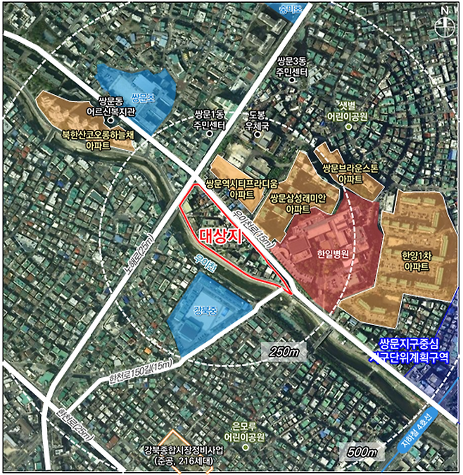 쌍문동 724번지 일대 위치도. 도봉구청 제공