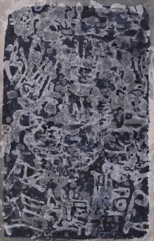 ‘구성’(1964, 종이에 먹, 90×56㎝, 일본 개인소장). 이응노미술관 제공