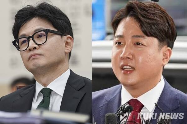 한동훈 국민의힘 비상대책위원장과 이준석 개혁신당 정강정책위원장. 사진=임형택 기자