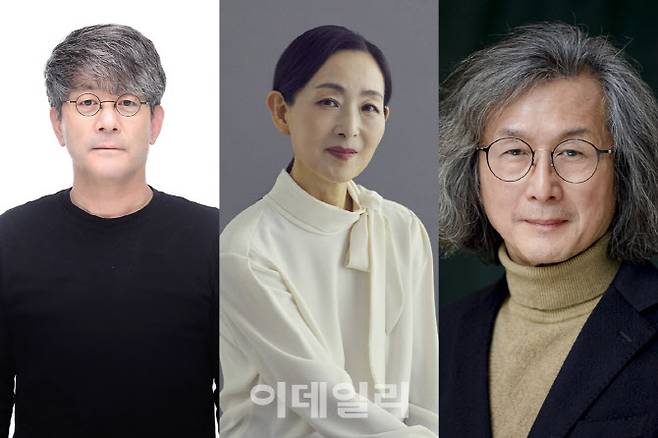 김광보(왼쪽부터) 경기도극단 신임 예술감독, 김경숙 경기도무용단 신임 예술감독, 김성진 경기시나위오케스트라 신임 예술감독. (사진=경기아트센터)