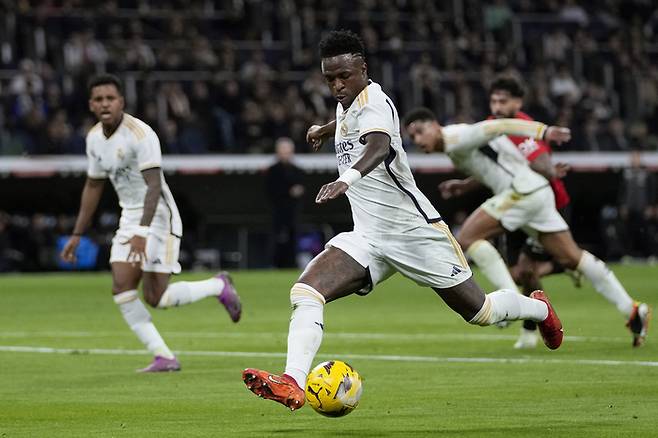 부상에서 복귀해 이날 선발출전한 비니시우스 주니오르. 마드리드|AP 연합뉴스