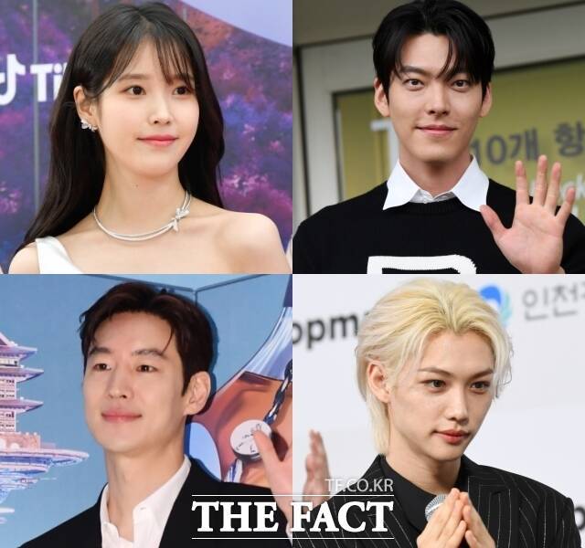 가수 겸 배우 아이유, 배우 김영광, 그룹 스트레이 키즈 필릭스, 배우 이제훈(왼쪽 상단부터 시계방향)이 새해에도 기부 소식으로 훈훈함을 안겼다. /더팩트 DB