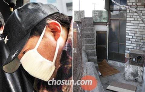 안양 초등생 유괴·살해 사건의 범인 정성현(왼쪽)과 그가 살던 집. /조선DB