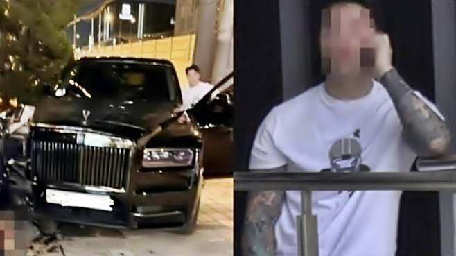 롤스로이스 사고 장면 [사진출처=카라큘라탐정사무소 영상 갈무리]