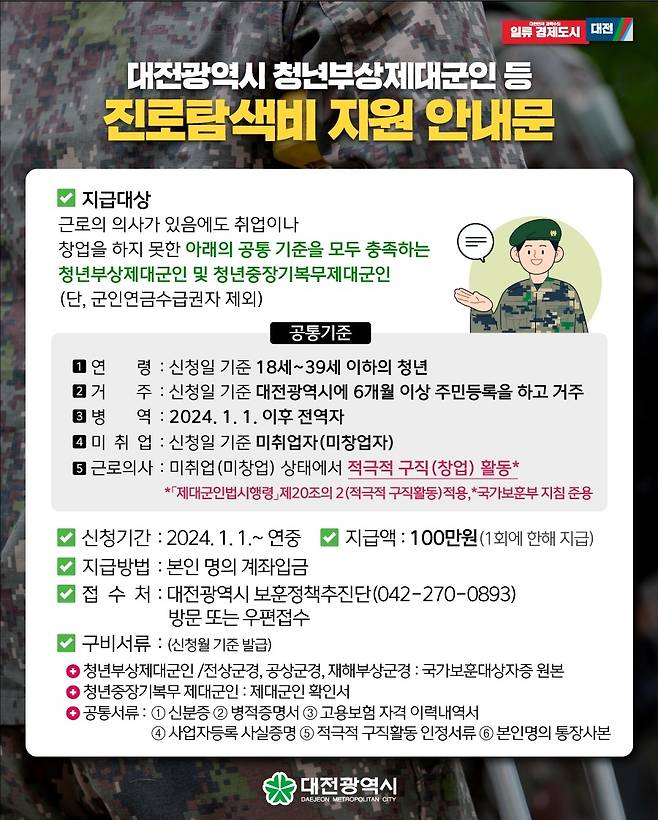 진로탐색비 지원 안내문 [대전시 제공. 재판매 및 DB금지]