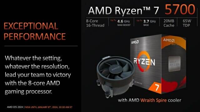 그간 PC 제조사나 조립 업체에만 공급되던 라이젠 7 5700 프로세서가 일반 소비자에게도 판매된다. (자료=AMD)