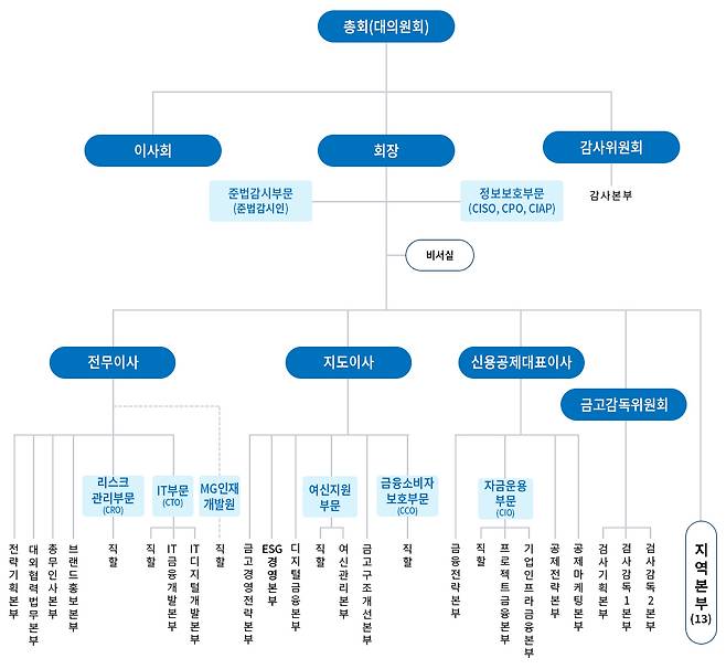 새마을금고중앙회 2024년 조직도.(새마을금고중앙회 제공)