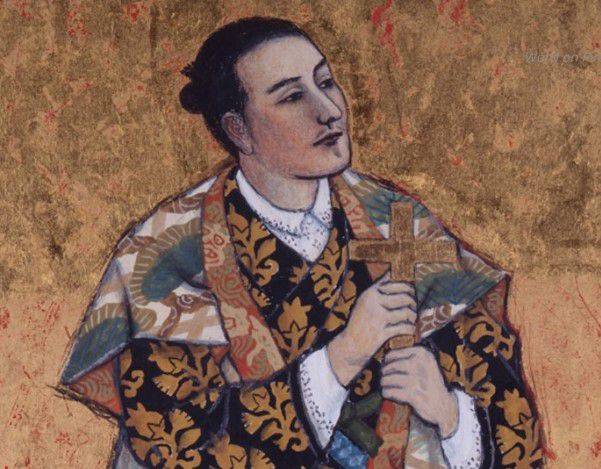 바티칸 교황청에서 시성 여부를 심사 중인 일본 사무라이 출신의 복자 다카야마 우콘의 생전 모습을 묘사한 그림. /CNA X