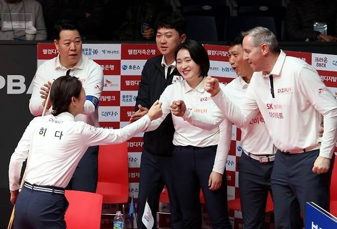 정규라운드 공동 3위로 올라선 SK렌터카. ⓒ PBA