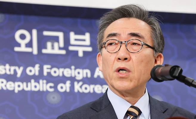 조태열 외교부 장관이 12일 서울 종로구 외교부 청사에서 열린 취임식에 취임사를 하고 있다. 2024.1.12/뉴스1 ⓒ News1 허경 기자 /사진=뉴스1